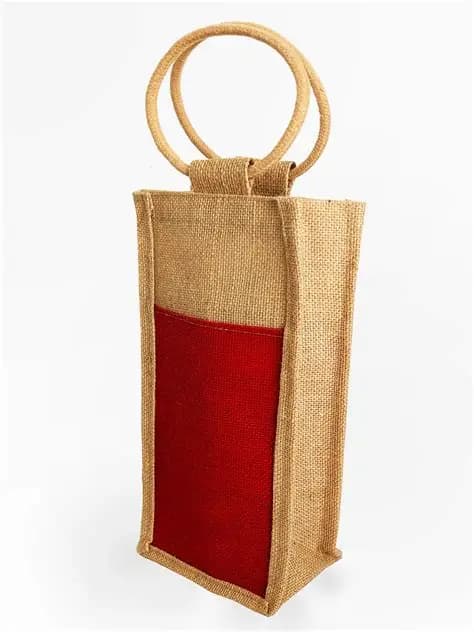 Reusable Jute Bottle Bag Red