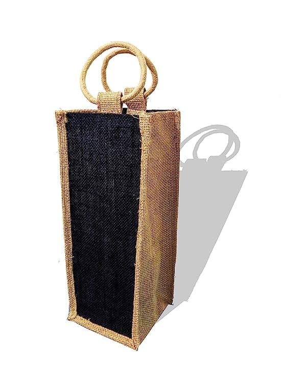 Reusable Jute Bottle Bag Black