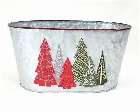 Xmas Oval Galvanized Planter