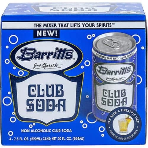 Barritts Club Soda 7.5OZ 4PK Can