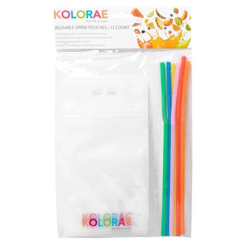 Kolorae Reusable Drink Pouches with Straws 12 KOL-1035