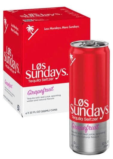 Los Sunday Tequila Seltzer Grapefruit 4PK - Clearance Dno