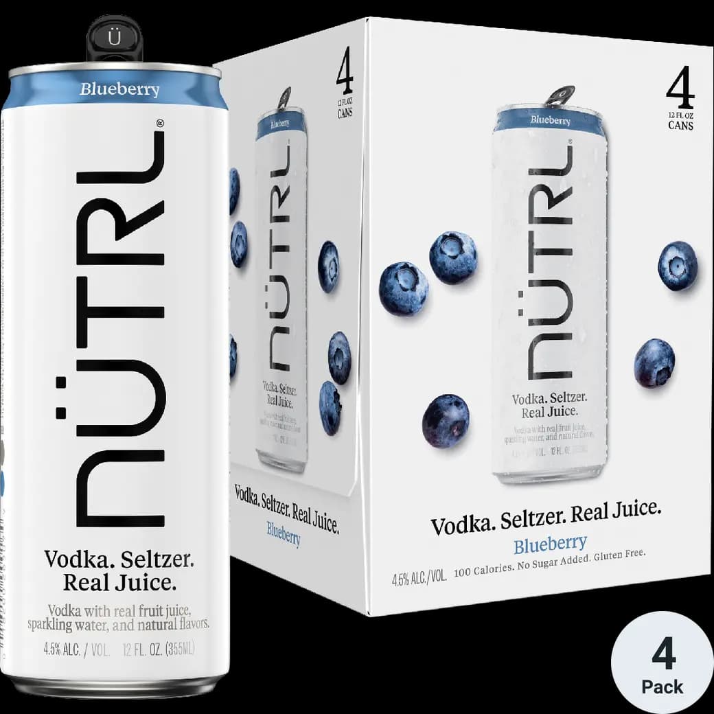 Nutrl Vodka Seltzer Blueberry 12OZ 4PK