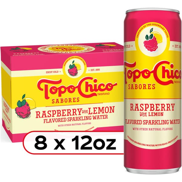 Topochico 8PCK Raspberry W Lemon Sparkling Water 12OZ